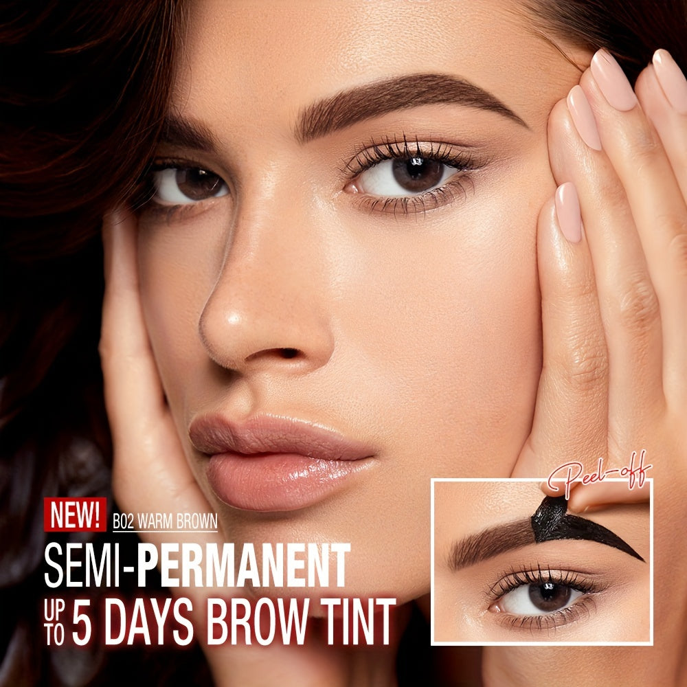 5-Day Tattoo Brow Gel - Semi-Permanent, Even Color, Long-Lasting Makeup - Effortless Peel-Off for Natural-Looking Brows