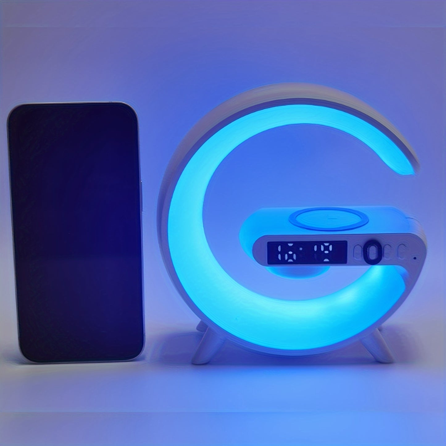 Wireless Speakers With Wireless Fast Charging, Rhythm RGB Light, Bar Smart Light, Sunrise Alarm Clock, Wake Up Light For Bedrooms, Dimmable Table Lamp. - Veloxea