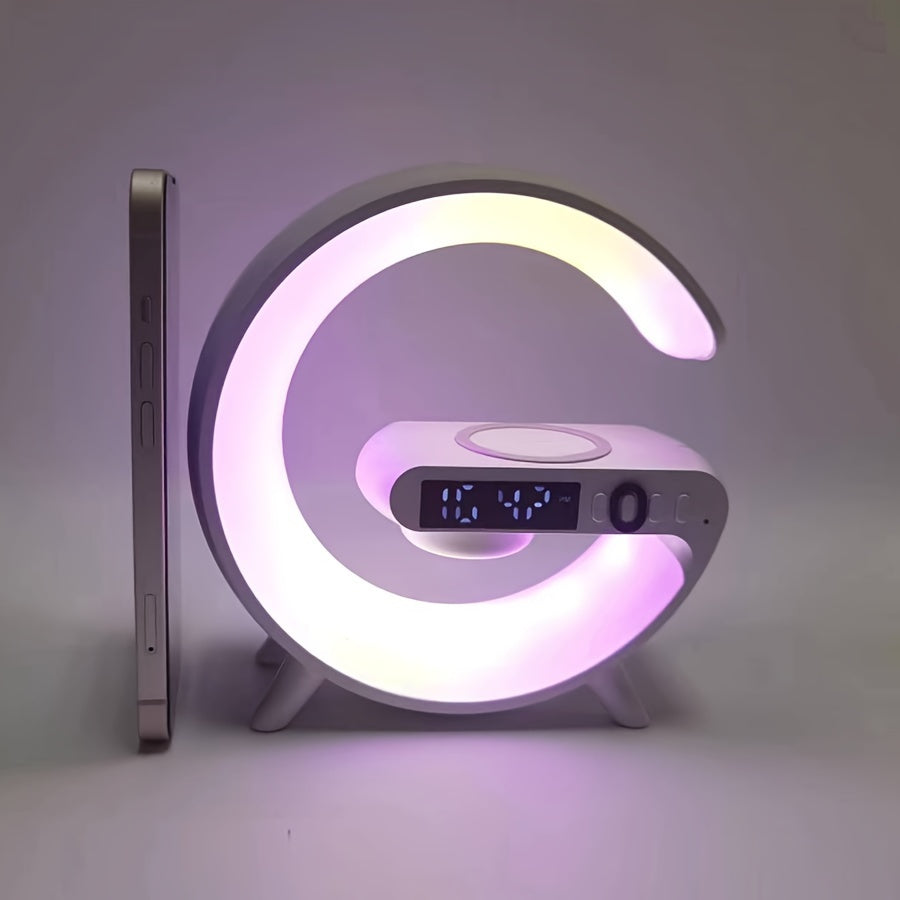 Wireless Speakers With Wireless Fast Charging, Rhythm RGB Light, Bar Smart Light, Sunrise Alarm Clock, Wake Up Light For Bedrooms, Dimmable Table Lamp. - Veloxea