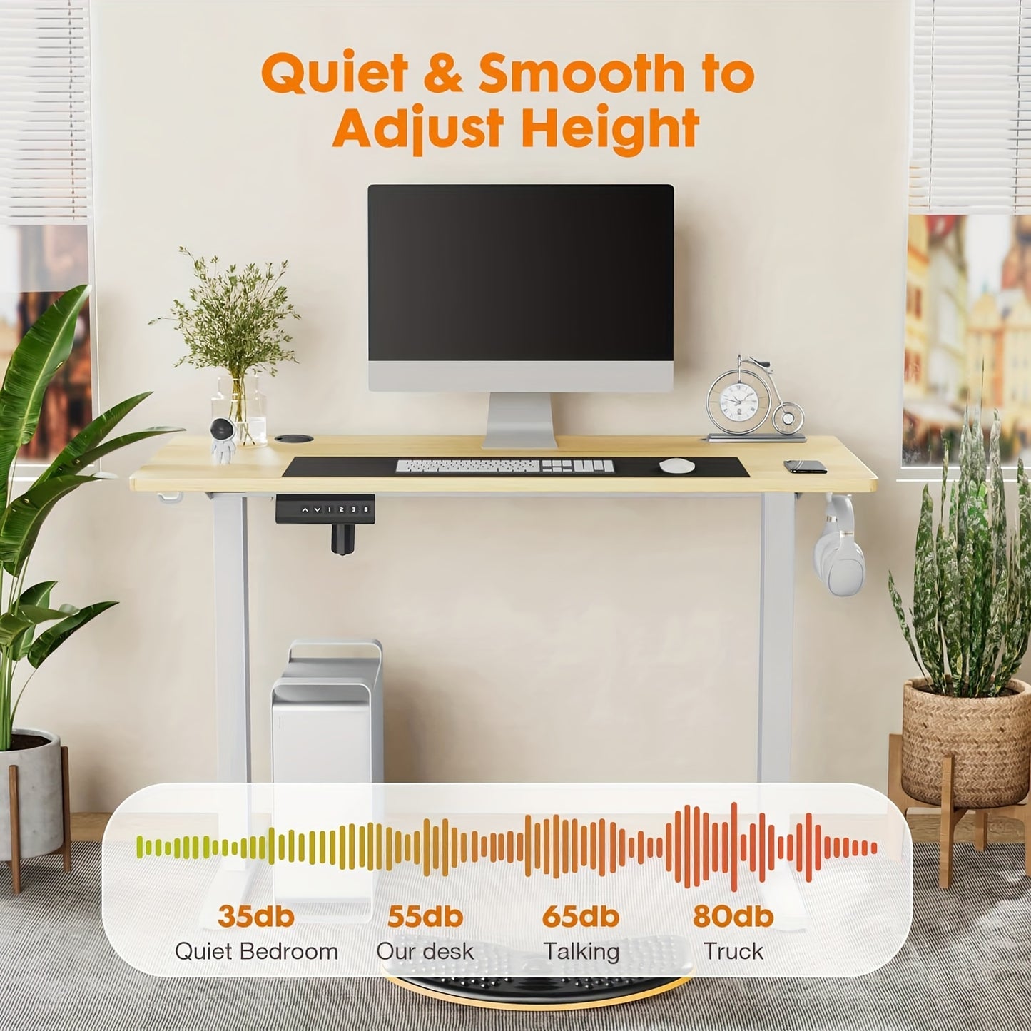 55 inches Standing Desk Adjustable Height Electric Sit Stand Up Desk, Gaming Desk Ergonomic Workstation For Home Office, Cafes, Catering, Event Holding, 4 Colors - Veloxea
