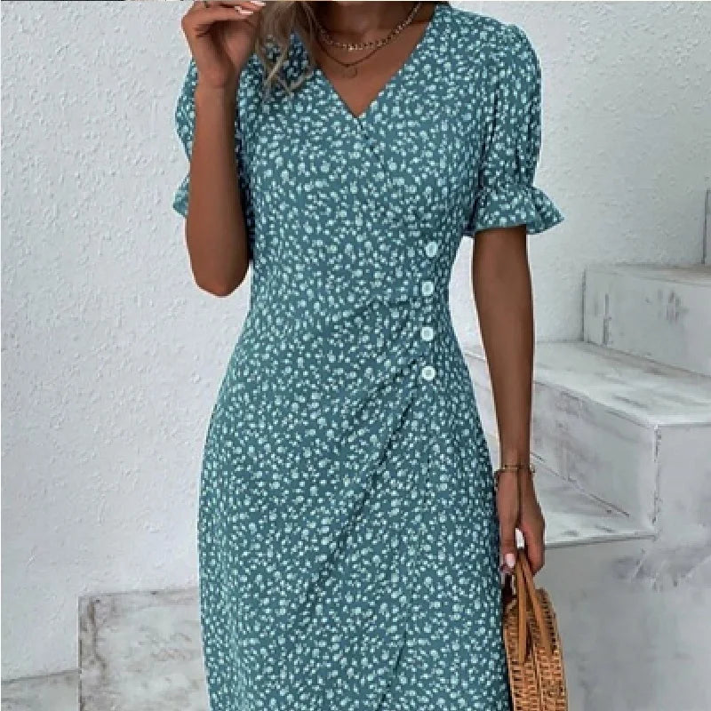Sweet Wind Sleeveless Dress Summer Halter-top Pure Color Sash a Short Skirt