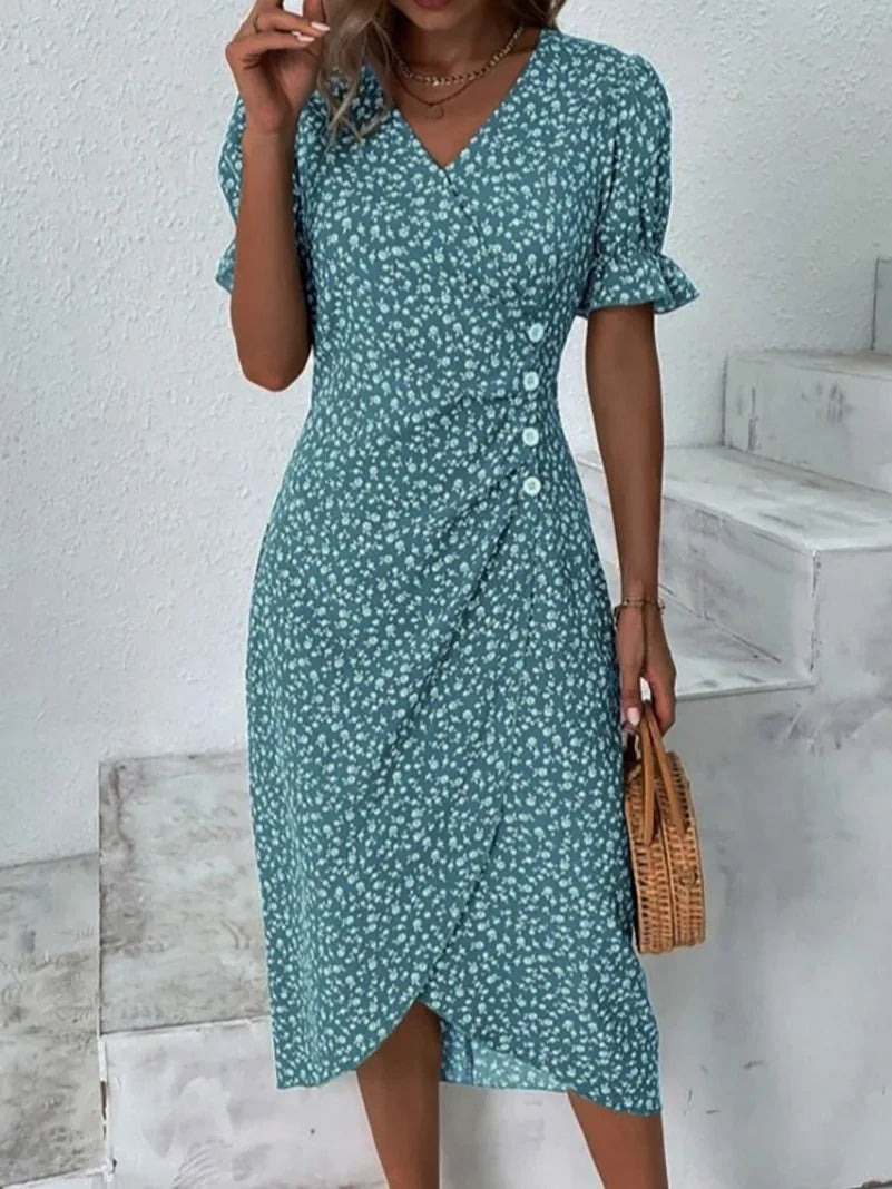 Sweet Wind Sleeveless Dress Summer Halter-top Pure Color Sash a Short Skirt