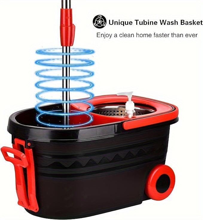 Spin Mop and Bucket with Wringer Set on Wheels, 360° Spinning Mop Bucket System with 3 Microfiber Mop Replacement Heads - Veloxea