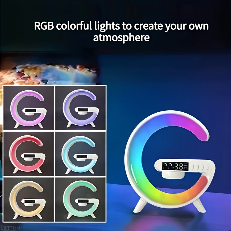 Wireless Speakers With Wireless Fast Charging, Rhythm RGB Light, Bar Smart Light, Sunrise Alarm Clock, Wake Up Light For Bedrooms, Dimmable Table Lamp. - Veloxea