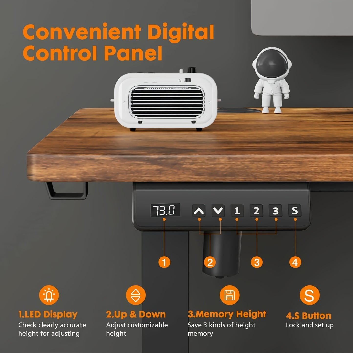 55 inches Standing Desk Adjustable Height Electric Sit Stand Up Desk, Gaming Desk Ergonomic Workstation For Home Office, Cafes, Catering, Event Holding, 4 Colors - Veloxea