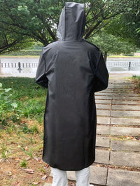 Unisex Hooded Raincoat, Casual Button Up Rain Poncho For Outdoor Raining Days - Veloxea