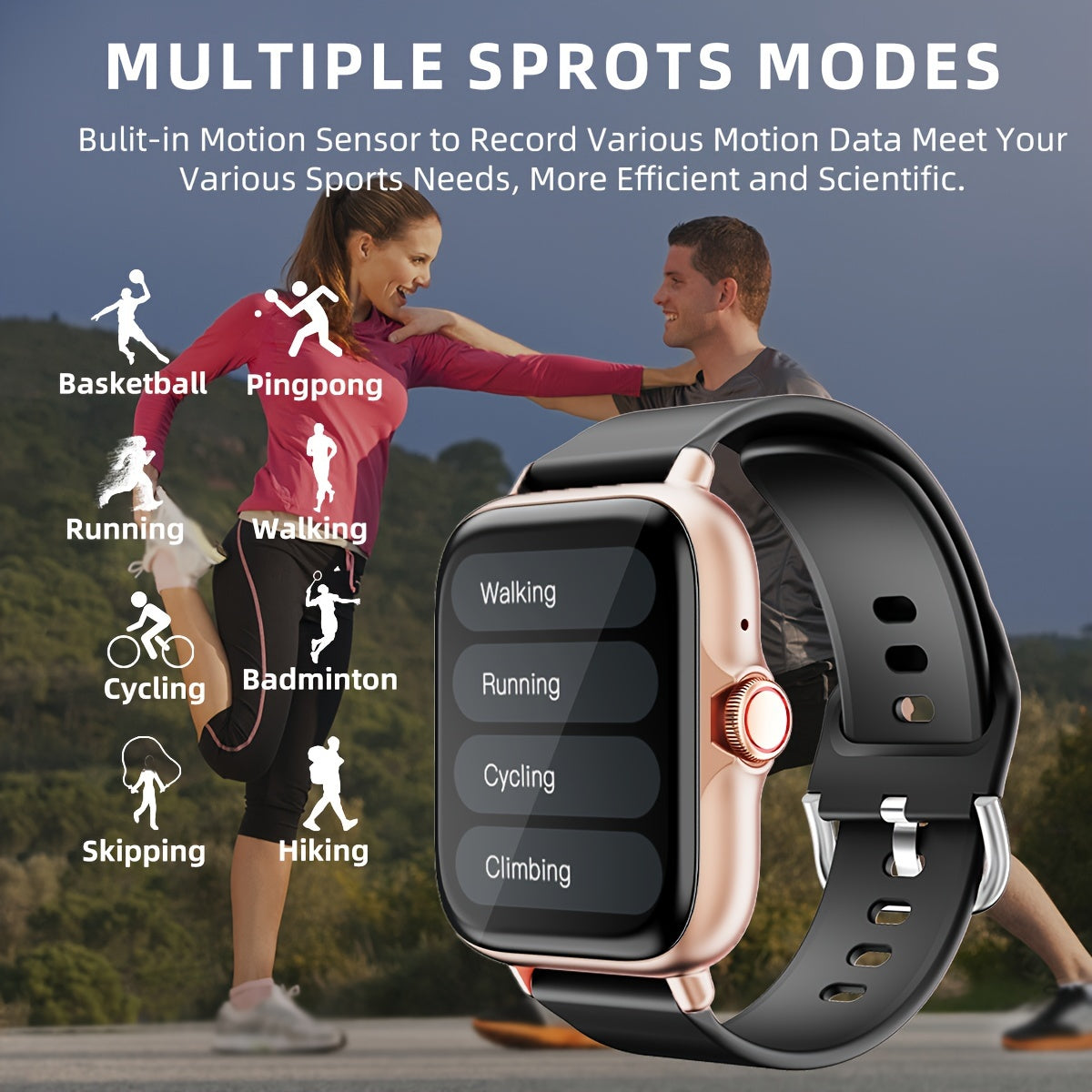 Waterproof Smart Watch, 1.83'' Full Touch Screen Display With Message, Answer Make Call Smartwatch Sleep Monitoring, Sports Pedometer - Veloxea