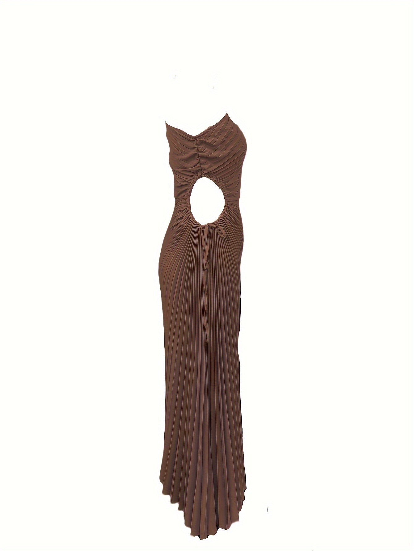 One Shoulder Pleated Dress, Elegant Cut Out Drawstring Sleeveless Dress, Women's Clothing For Party Dressing