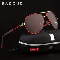 BARCUR Retro Men's Sunglasses Polarized Sunglasses Driving Eyewear UV Protection Protective Sunglasses - Veloxea