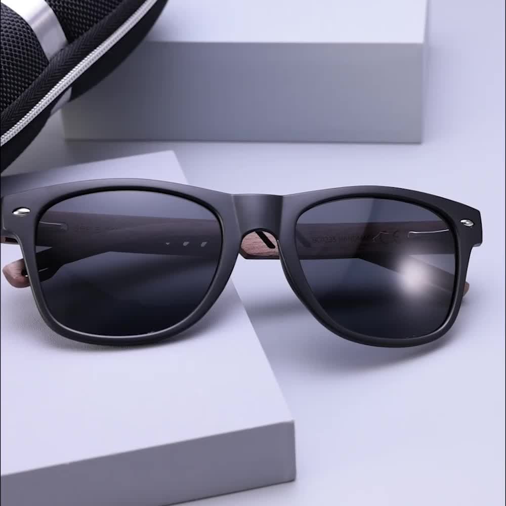 BARCUR, Classic Cool Wooden Temples Sunglasses, UV400 Polarized Sunglasses, For Men Women - Veloxea