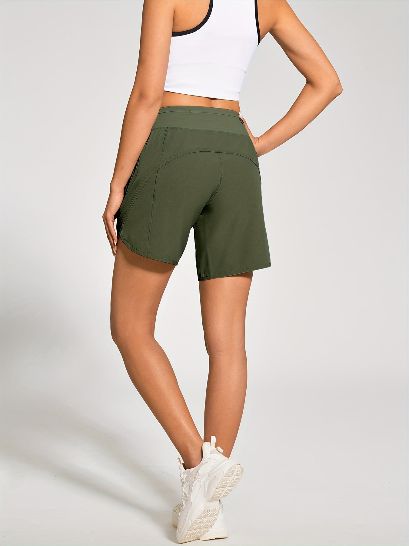 Women's High-Waisted Running Shorts, Casual Athletic Shorts, With Pockets & Drawstring