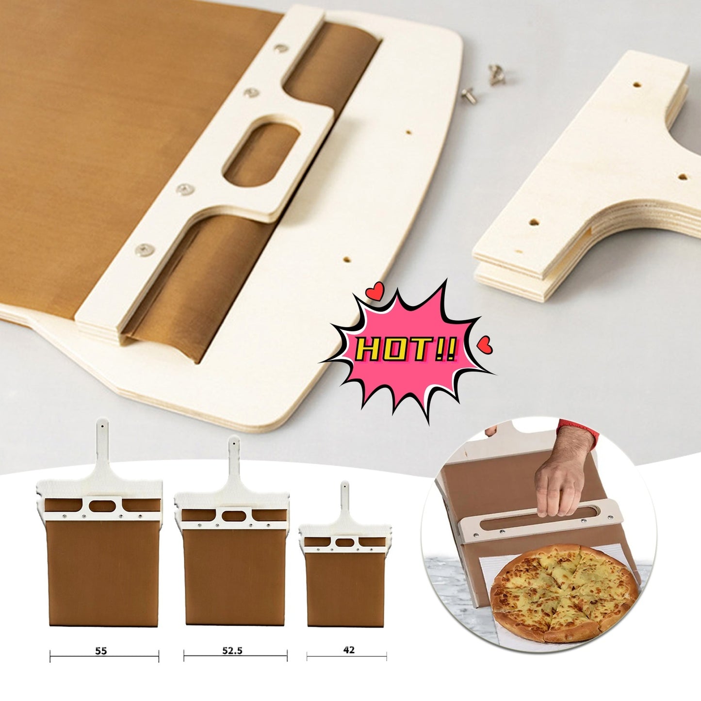 3 Sizes Sliding Pizza tray Peel Shovel Board