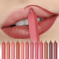 12 Colors Matte Lip Liner Pencil Set, Built In Sharpener Lip Crayon