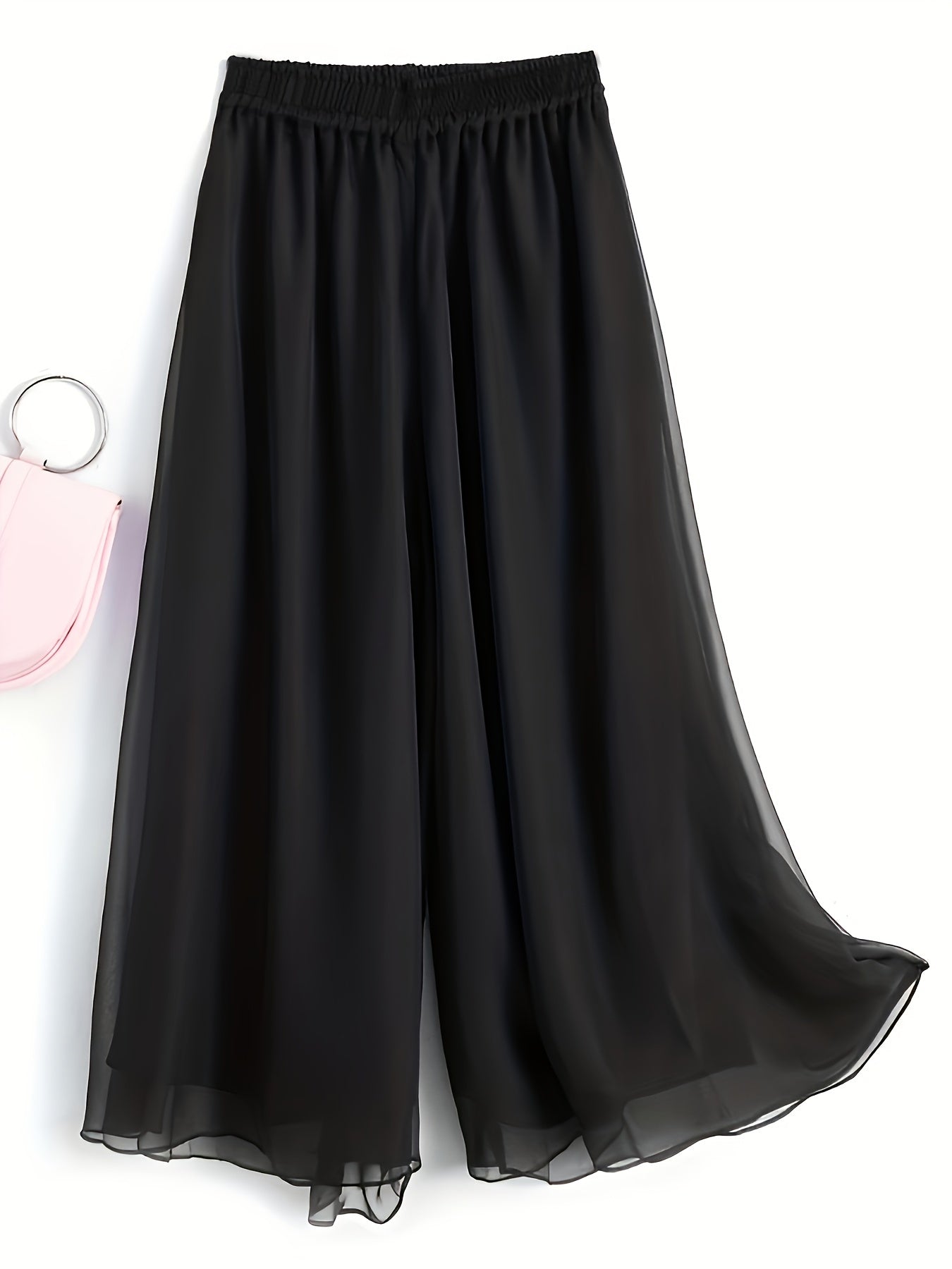Stylish Chic Wide-Leg Pants, High Elastic Waist Comfort Breathable Material Perfect For Everyday Wear Multiple Colors Pants, Women's Clothing