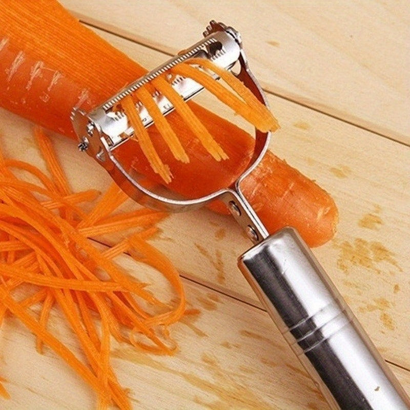 1pc Stainless Steel Vegetable Peeler - Multi-Function Fruit & Potato Grater For Dining & Relaxing, Manual Uncharged Kitchen Gadget For Restaurant - Veloxea