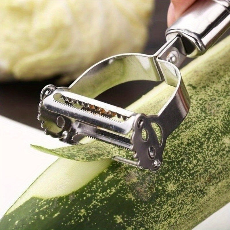 1pc Stainless Steel Vegetable Peeler - Multi-Function Fruit & Potato Grater For Dining & Relaxing, Manual Uncharged Kitchen Gadget For Restaurant - Veloxea