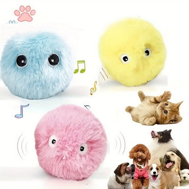 3pcs Chirping Balls Interactive Cat Plush EVA Toy Ball - Squeaky Sound Training Toy for Cats - Fun Pet Toy Ball for Playtime and Exercise, Blue, Yellow, Pink - Veloxea