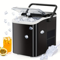 Countertop Ice Maker, Nugget Portable Ice Machine, 9 Bullet Ice Cubes In 6 Mins, 26.5lbs In 24Hrs Self-Cleaning With Handle, Basket, Scoop For Home, Kitchen/Party/Camping/RV - Veloxea