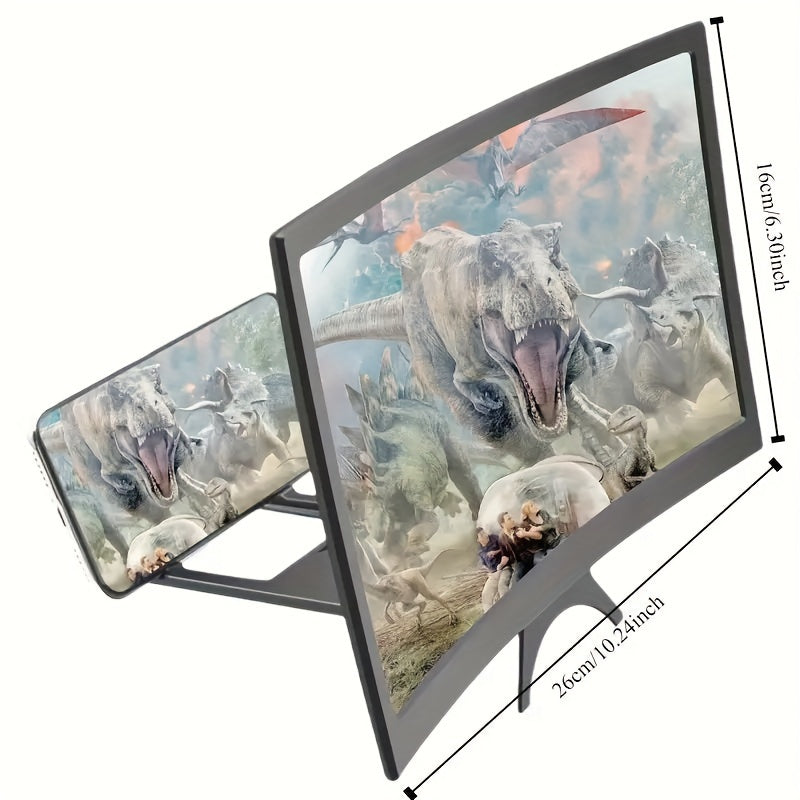 14-inch 3D Phone Screen Magnifier, HD Curved Amplifier Projector with Foldable Stand, Compatible with All Smartphones