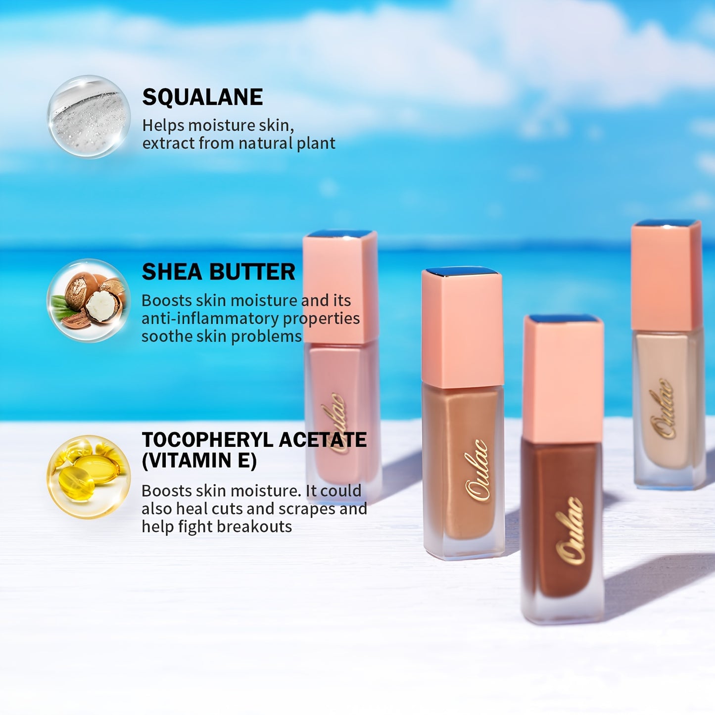 Oulac Liquid Eyeshadow 3pcs set, non-sticky one-swipe coverage with a quick-drying and crease-resistant formula for stunning eye looks.