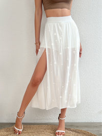 Mesh Overlay Split Hem Shorts, Casual Elastic Waist Shorts For Spring & Summer, Women's Clothing - Veloxea