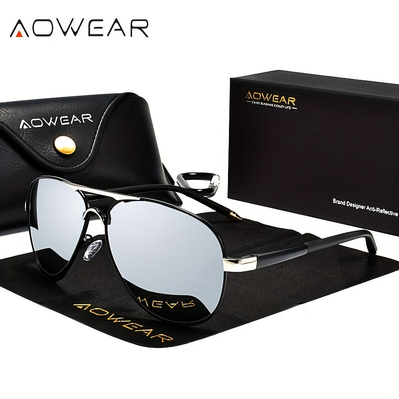 AOWEAR Classic Mirrored Polarized Sunglasses For Men Women Driving Eyewear - Veloxea