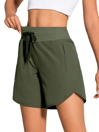 Women's High-Waisted Running Shorts, Casual Athletic Shorts, With Pockets & Drawstring