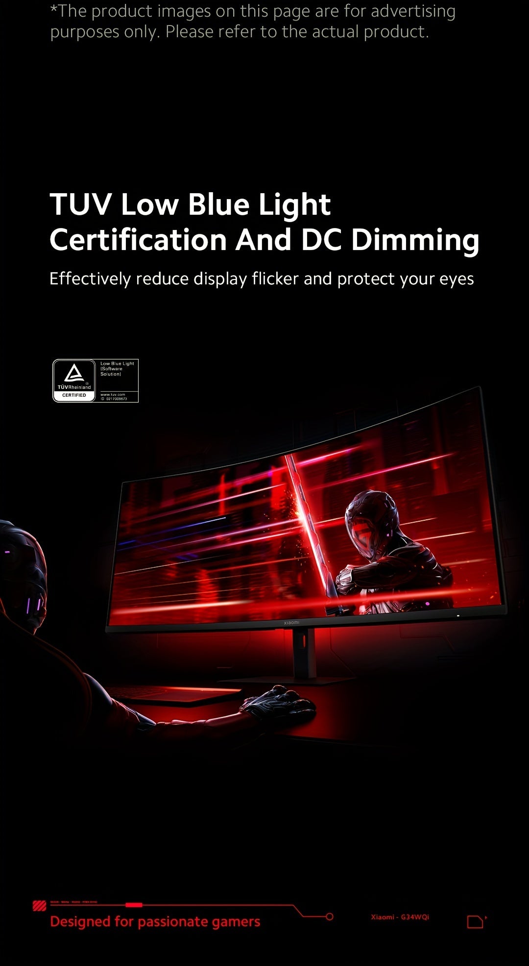 Xiaomi 34-inch Curved Gaming Monitor 180Hz High Reshed Rate 1ms Fast FreeSync Premium E<2* Professional Calibration 95%DCI-P3 100% SRGB* Low Blue Light Computer Screen Monitor Desktop Monitor - Veloxea