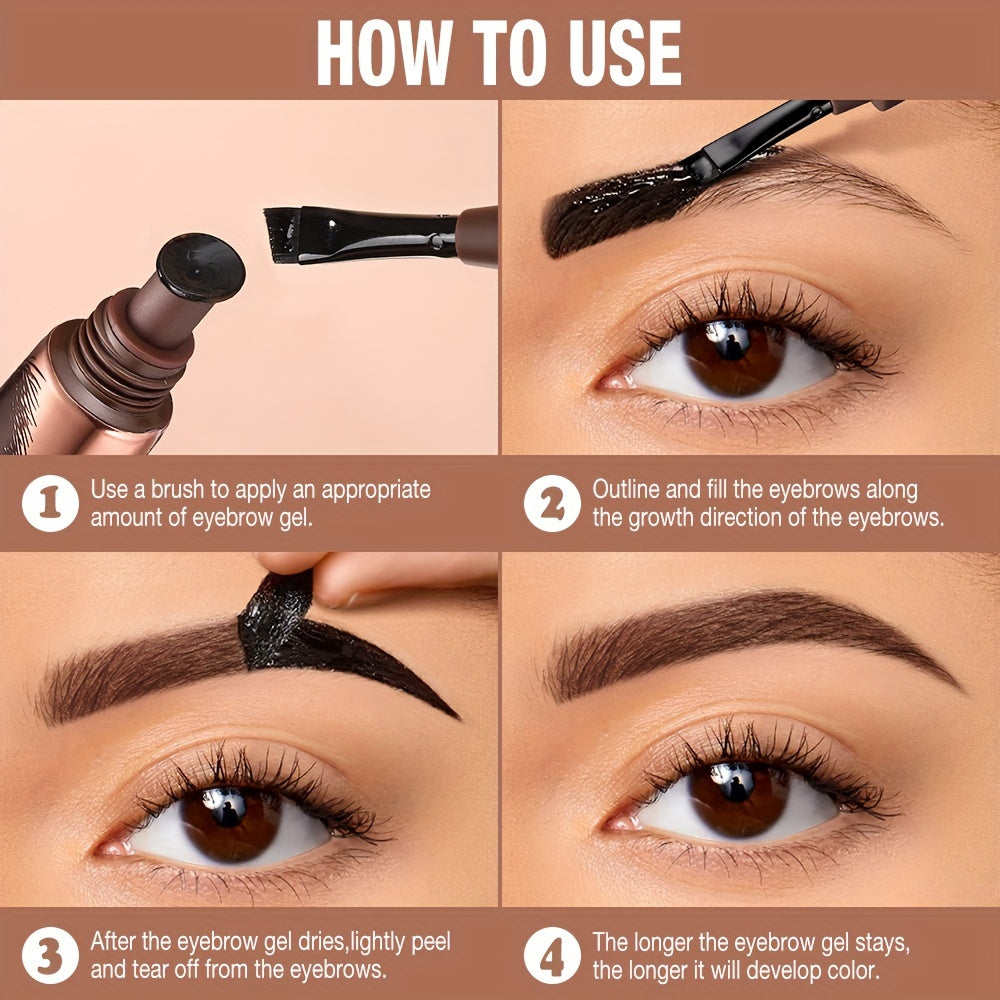 5-Day Tattoo Brow Gel - Semi-Permanent, Even Color, Long-Lasting Makeup - Effortless Peel-Off for Natural-Looking Brows