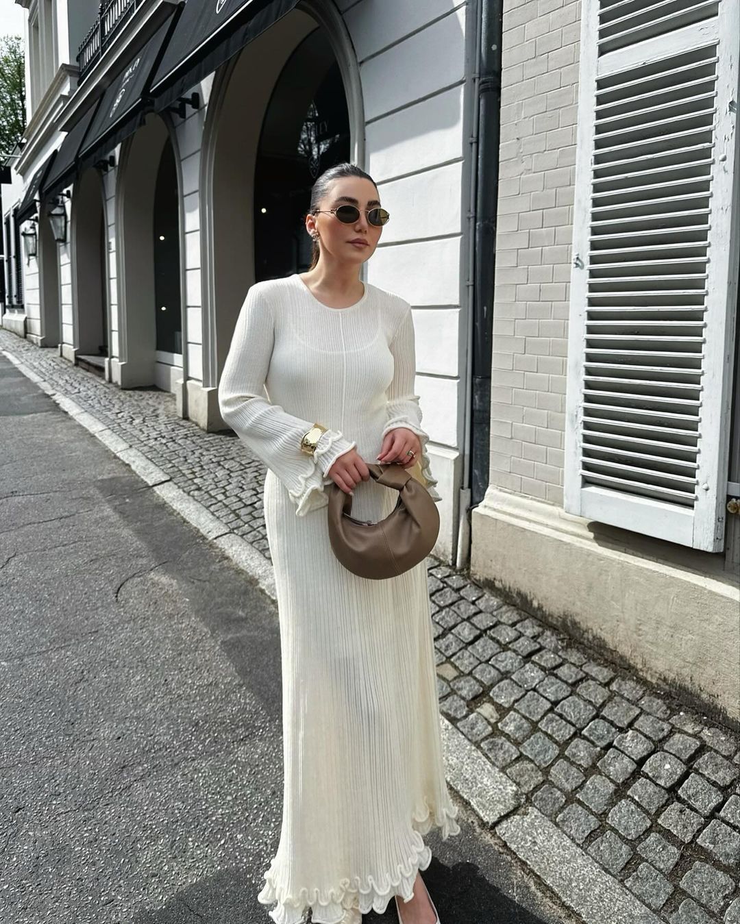 Autumn Solid Color Round Neck Slim Fit Dress