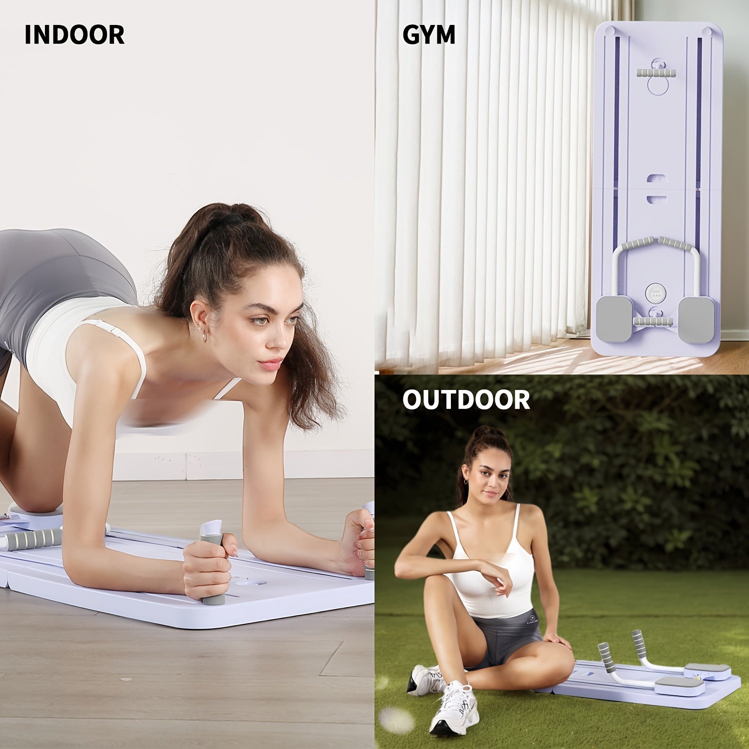 6-in-1 Multifunctional Fitness Board With Automatic Rebound, Abdominal Muscle Roller, Adjustable Slide Ab Roller Wheel Board With Non-Slip Mat - Veloxea