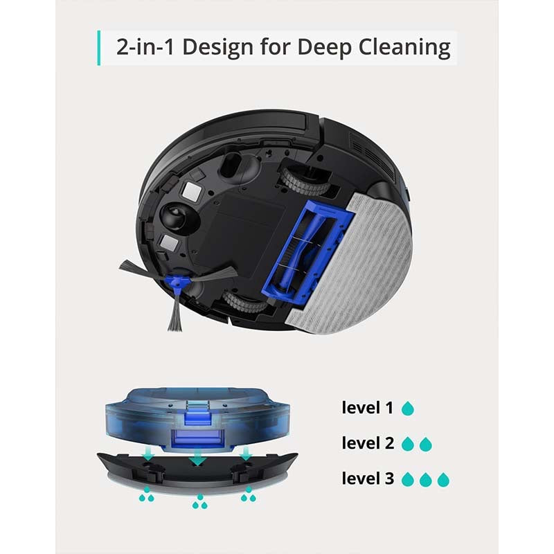 Certified - Refurbished-eufy Clean by Anker, RoboVac G30 Hybrid+, 2-in-1 Sweep and mop, Self-Emptying Robot Vacuum, Dynamic Navigation, Allergy Care, 2000 Pa Strong Suction, Wi-Fi, Carpets and Hard Floors - Veloxea