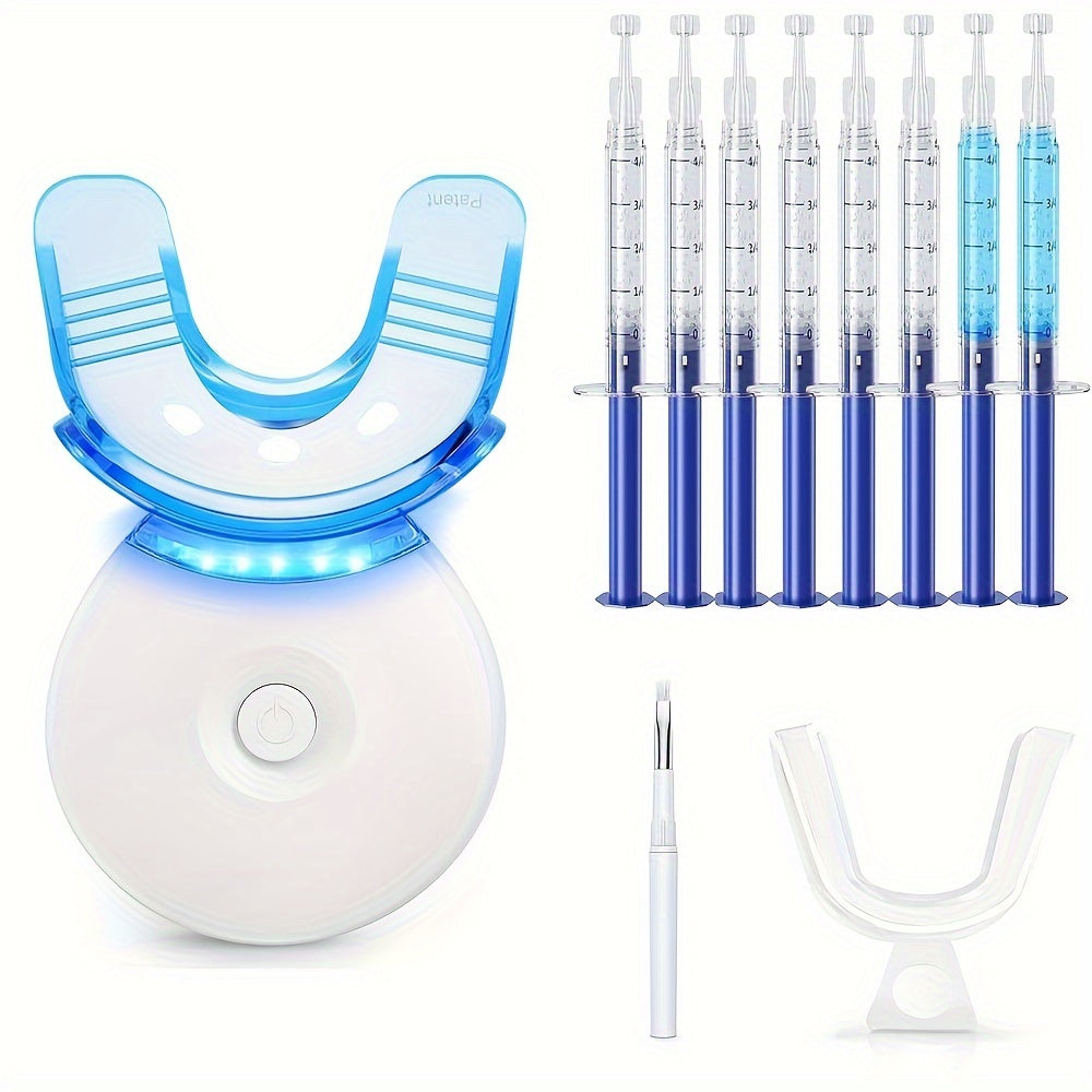 Teeth Whitening Gel Kit, 6 Teeth Cleaning Gel + 2 Dental Trays + Cleaning Led Lights LED Light 0.1oz Carbamide Peroxide Teeth Whitening Gel Dental Bleaching Gel Kit For Tooth - Veloxea