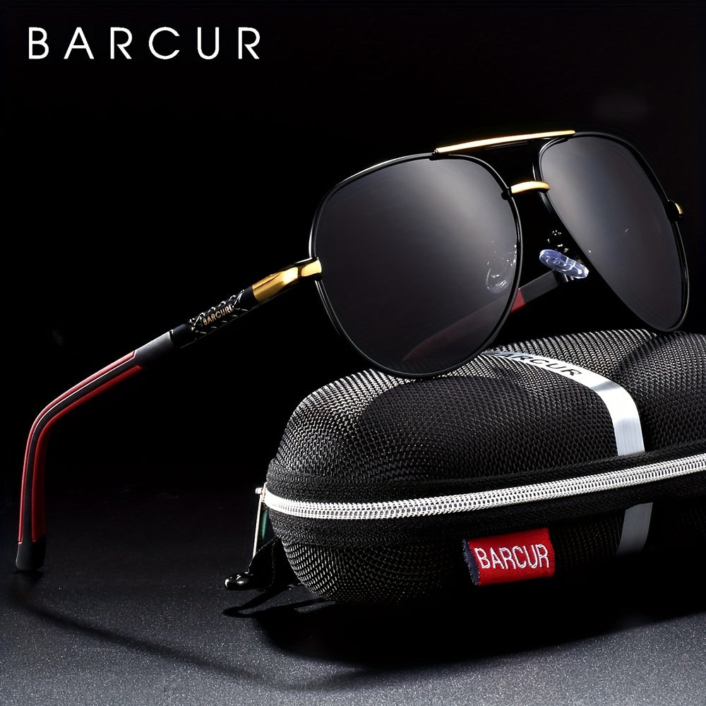 BARCUR Retro Men's Sunglasses Polarized Sunglasses Driving Eyewear UV Protection Protective Sunglasses - Veloxea