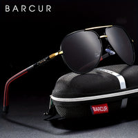 BARCUR Retro Men's Sunglasses Polarized Sunglasses Driving Eyewear UV Protection Protective Sunglasses - Veloxea