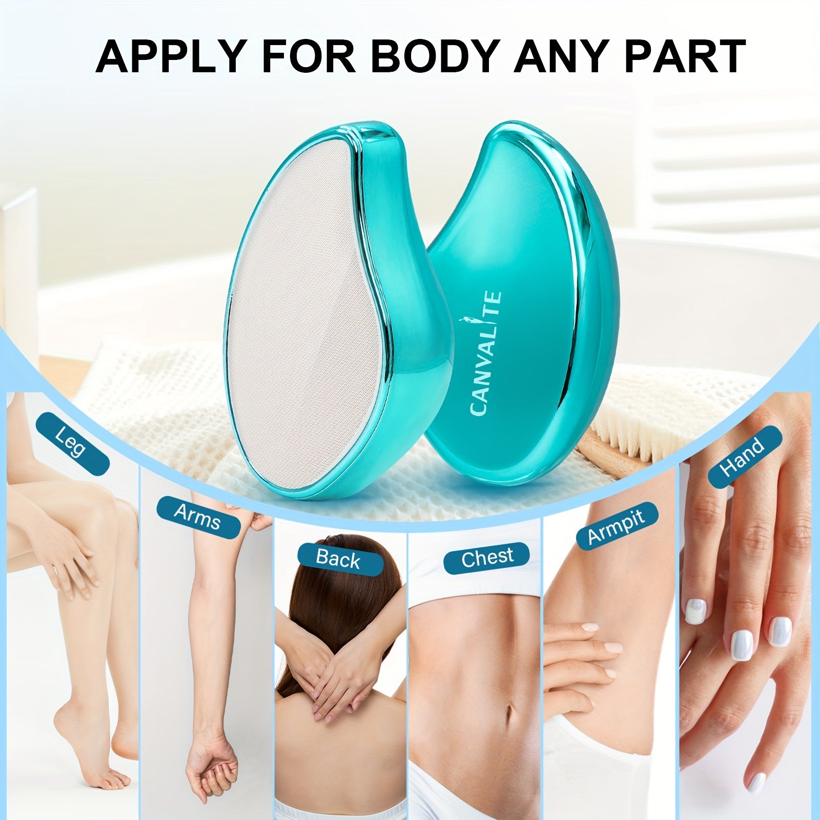 Canvalite Crystal Hair Remover for Women and Men, Fast Painless Magic Crystal Hair Removal Device for Arms Legs Back and Body, Skin Exfoliating Epilators Hair Removal Washable Reusable Portable (Blue) - Veloxea