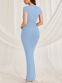 Women's Lounge Basic Casual Long Summer Dress Elegant Short Sleeve Crew Neck Bodycon Maxi Dresses