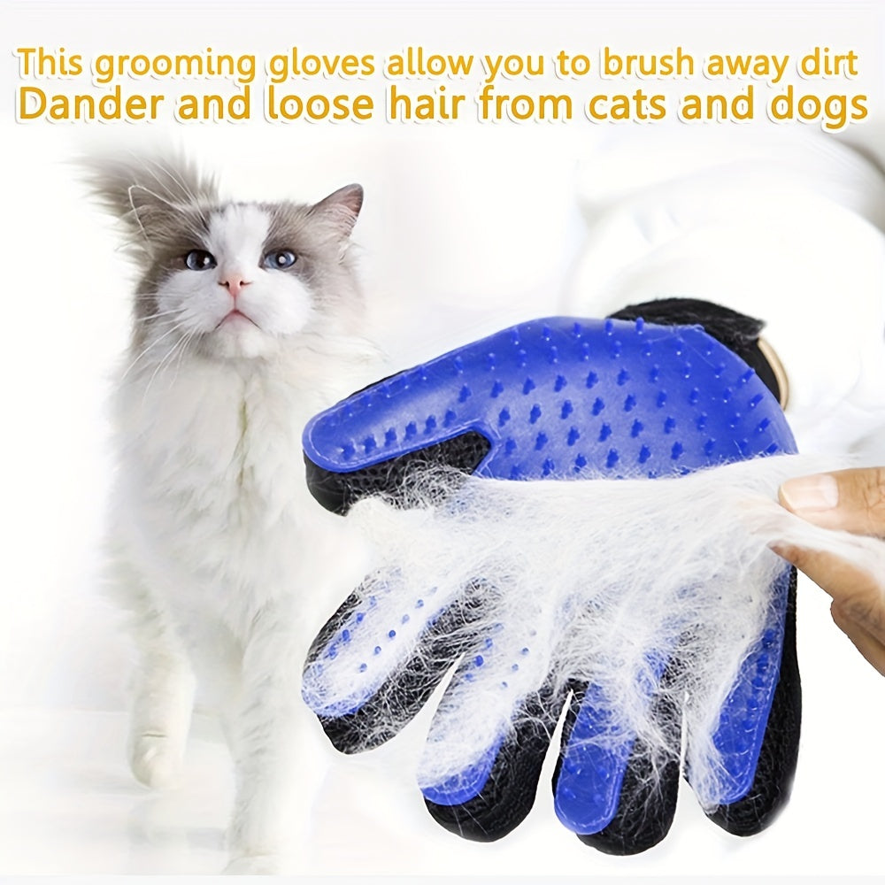 2pcs 2-in-1 Pet Grooming Glove Brush for Dogs and Cats - Fur and Hair Removal Mitt with Massage and Deshedding Benefits - Veloxea