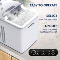 1pc Upstreman Y90 Countertop Ice Maker, Self-Cleaning Ice Cube Maker Machine, Max 26Lbs/Day, 9 Ice Cubes Ready In 6 Mins, Portable Bullet Ice Maker For Home - Veloxea