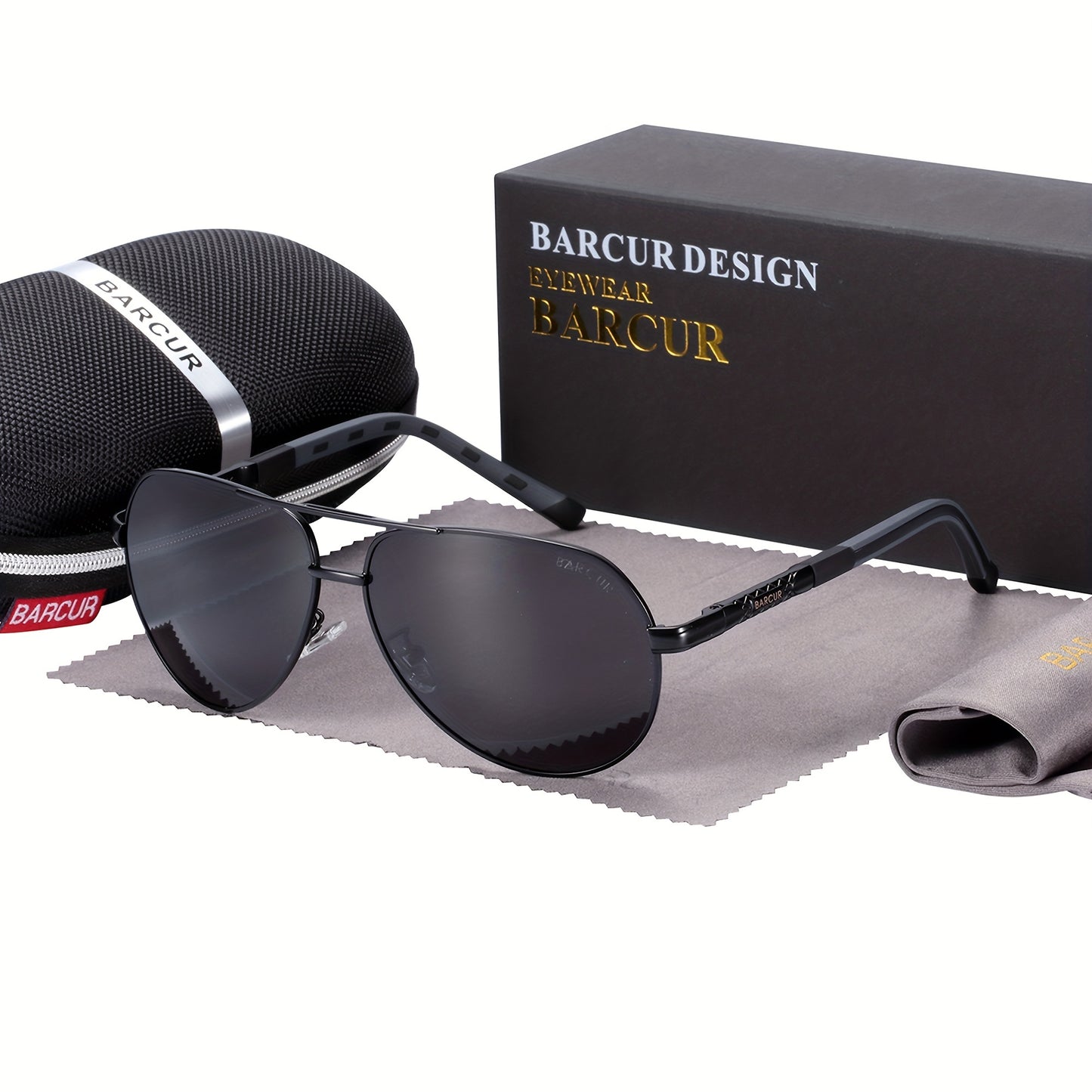 BARCUR Retro Men's Sunglasses Polarized Sunglasses Driving Eyewear UV Protection Protective Sunglasses - Veloxea