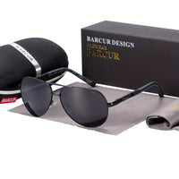 BARCUR Retro Men's Sunglasses Polarized Sunglasses Driving Eyewear UV Protection Protective Sunglasses - Veloxea