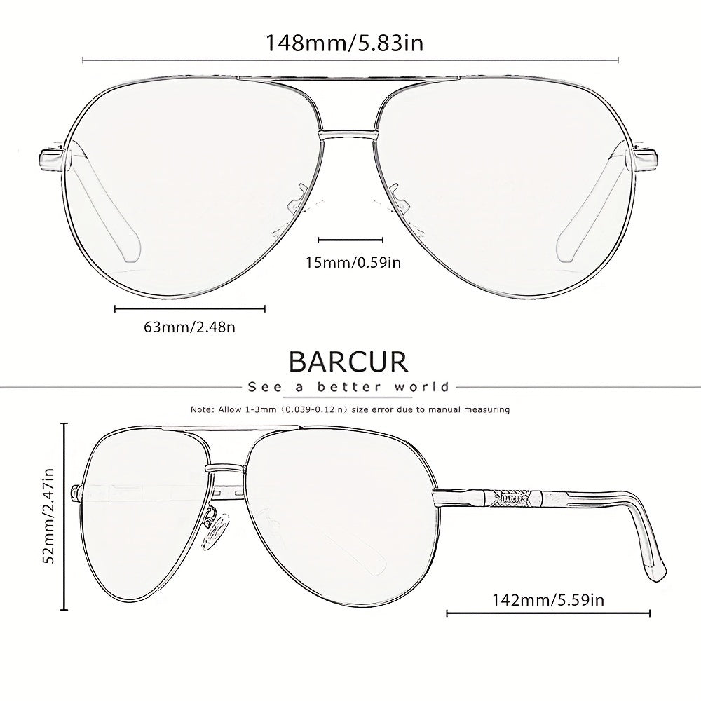 BARCUR Retro Men's Sunglasses Polarized Sunglasses Driving Eyewear UV Protection Protective Sunglasses - Veloxea