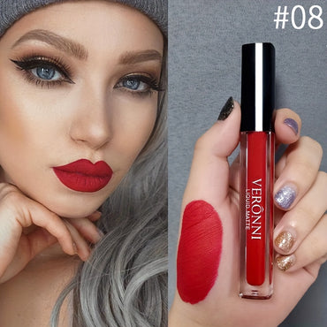 VERONNI Non-stick Cup Matte Lip Gloss Velvet Misty Lip Glaze Non-fading Creamy Lipstick Makeup Highly Pigmented