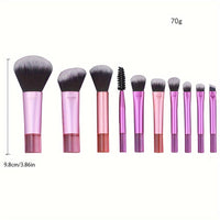10-Piece Mini Travel Makeup Brush Set - Sleek & Minimalist Design with Portable Storage Bag, High-Quality Cosmetic Brushes for Versatile Makeup Application, Ideal Travel Essentials for Beauty Enthusiasts - Veloxea