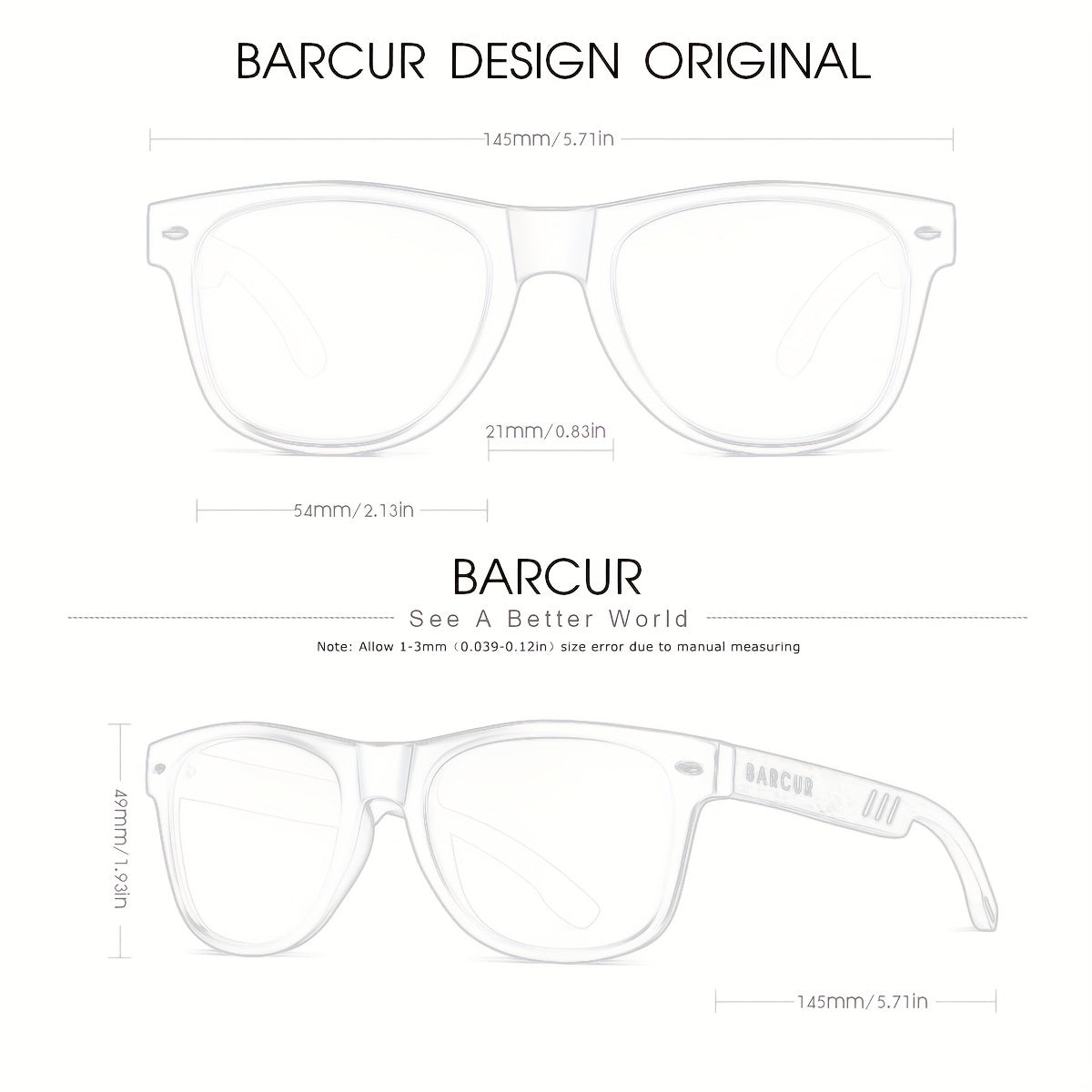 BARCUR, Classic Cool Wooden Temples Sunglasses, UV400 Polarized Sunglasses, For Men Women - Veloxea
