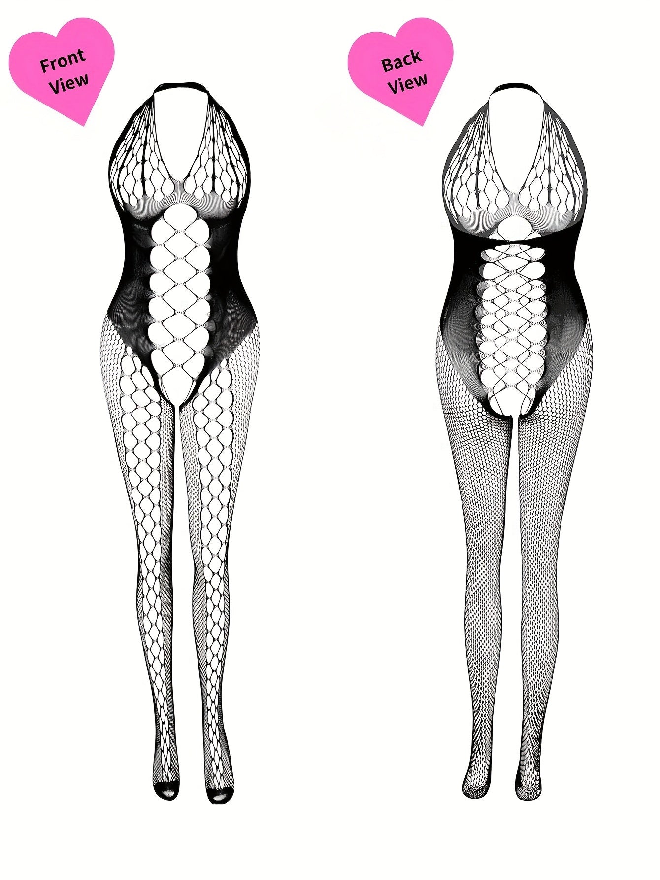 4pcs Women's Plus Sexy Lingerie Bodystockings, Plus Size Lace Fishnet Hollow Out Stretchy Open Crotch Nightwear Bodysuit For Romantic Date Wearing - Veloxea