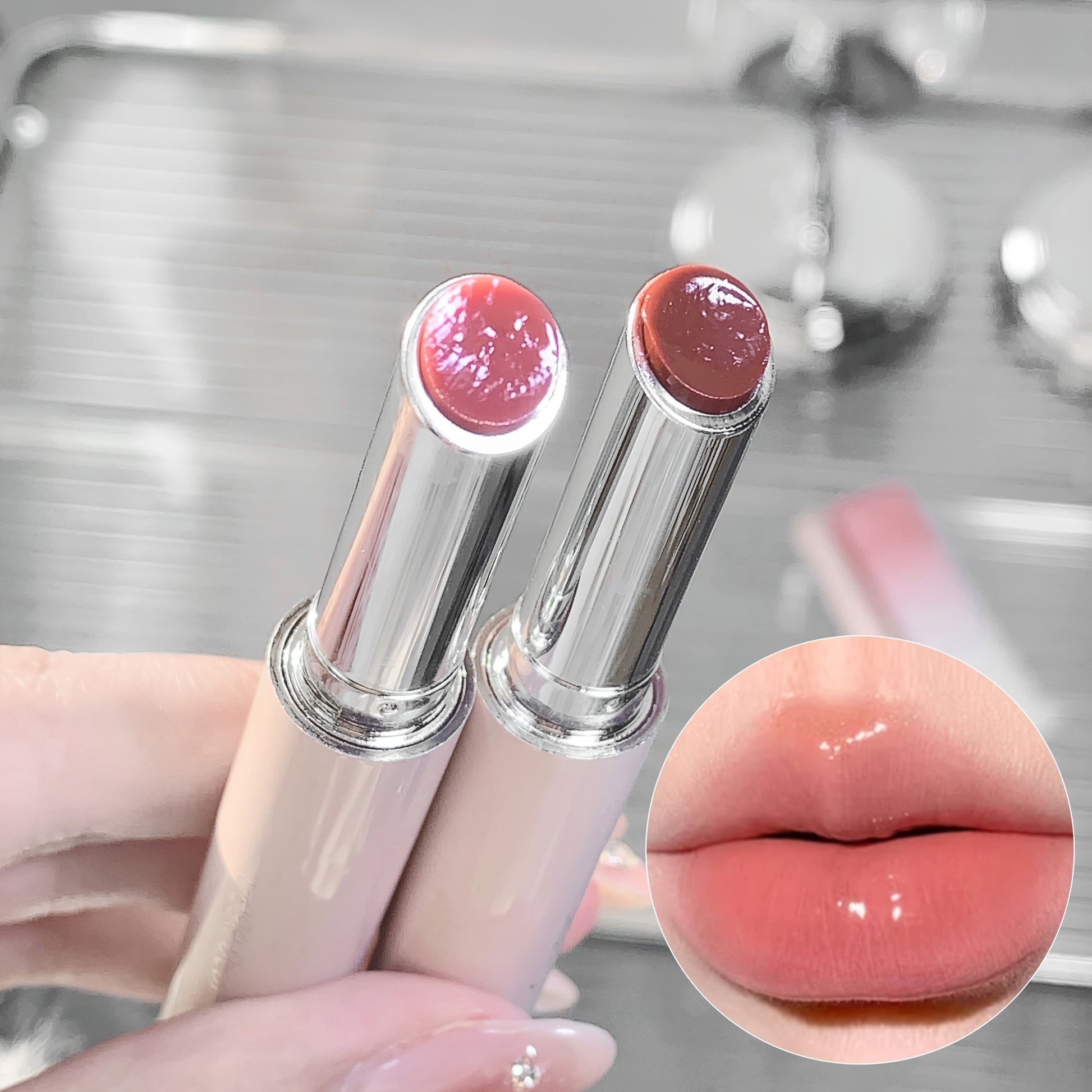 Clear Rotating Tinted Lip Balm, Solid Lipstick Moisturizing Nourishing, For Water Light Mirror Glass Feeing Lip, Can't Rotate Back After Rotating - Veloxea