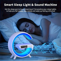 Wireless Speakers With Wireless Fast Charging, Rhythm RGB Light, Bar Smart Light, Sunrise Alarm Clock, Wake Up Light For Bedrooms, Dimmable Table Lamp. - Veloxea
