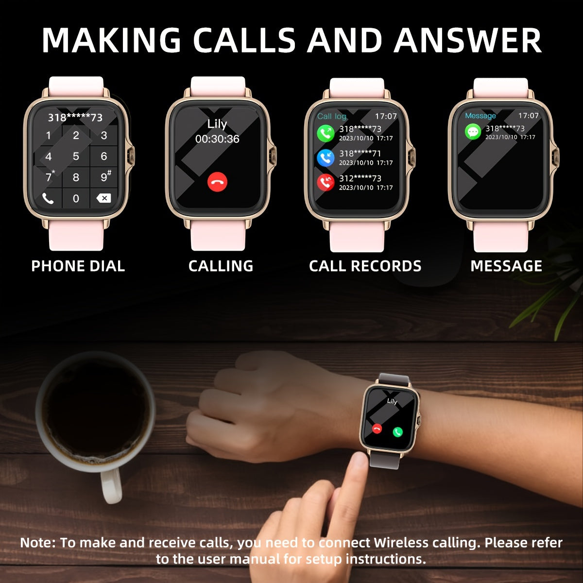 Waterproof Smart Watch, 1.83'' Full Touch Screen Display With Message, Answer Make Call Smartwatch Sleep Monitoring, Sports Pedometer - Veloxea