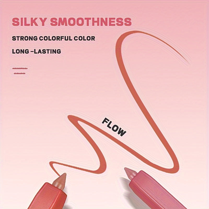 12 Colors Lip Liner Pen Set Long-Lasting, Waterproof Sweatproof, Easy Coloring Non-fading Color Rendering Lip Gloss Set Beauty Makeup - Veloxea